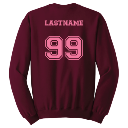 2024 - 6th Grade Maroon Team Adult Crewneck Sweatshirt with Optional Player Name and/or Jersey Number on Back! - Image 3